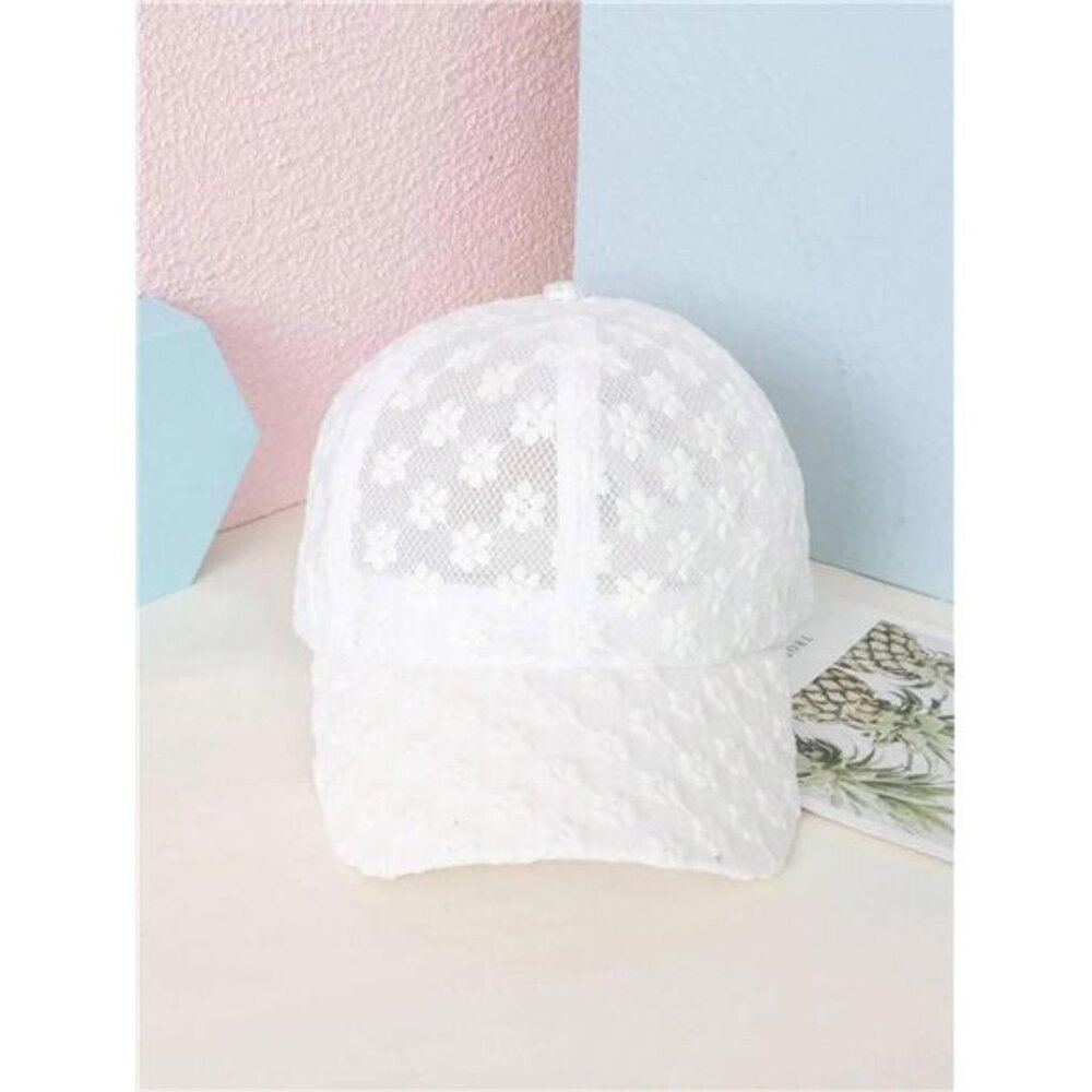 1pc Casual Solid Color Hollow Out Baseball Cap For Women, Summer Beach Hat